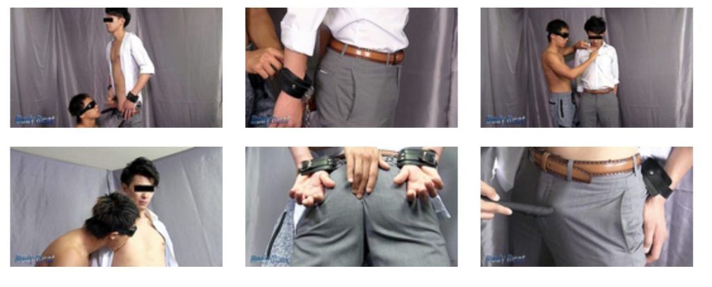 【ゲイ動画】仕事終わりの若リーマンが筋肉質ゴーグルマンに大量顔射!!顔射フィニッシュ