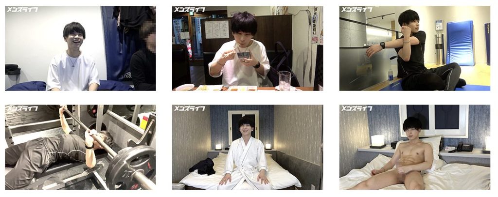 【ゲイ動画】超子犬顔イケメンリュウ君！ジム終わりにホテルでシコって濃厚射精！